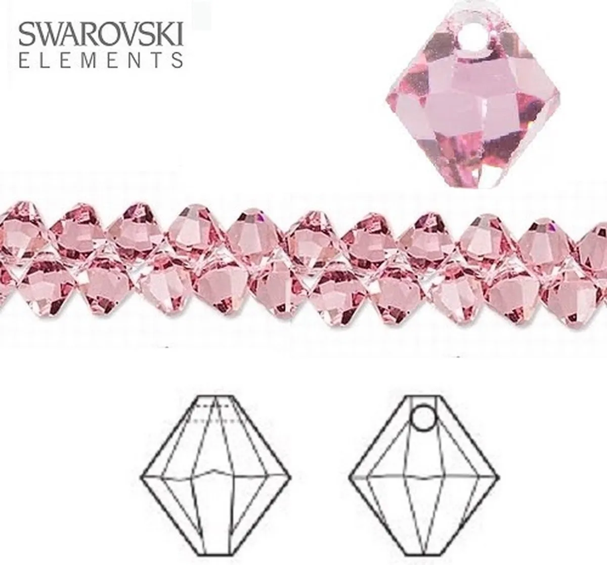 Swarovski Elements Bicone 8mm Light Rose