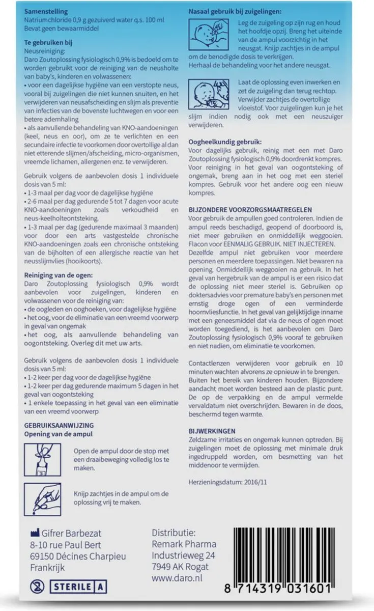 Daro Fysiologische Zoutoplossing Neusspray - 10x5ml