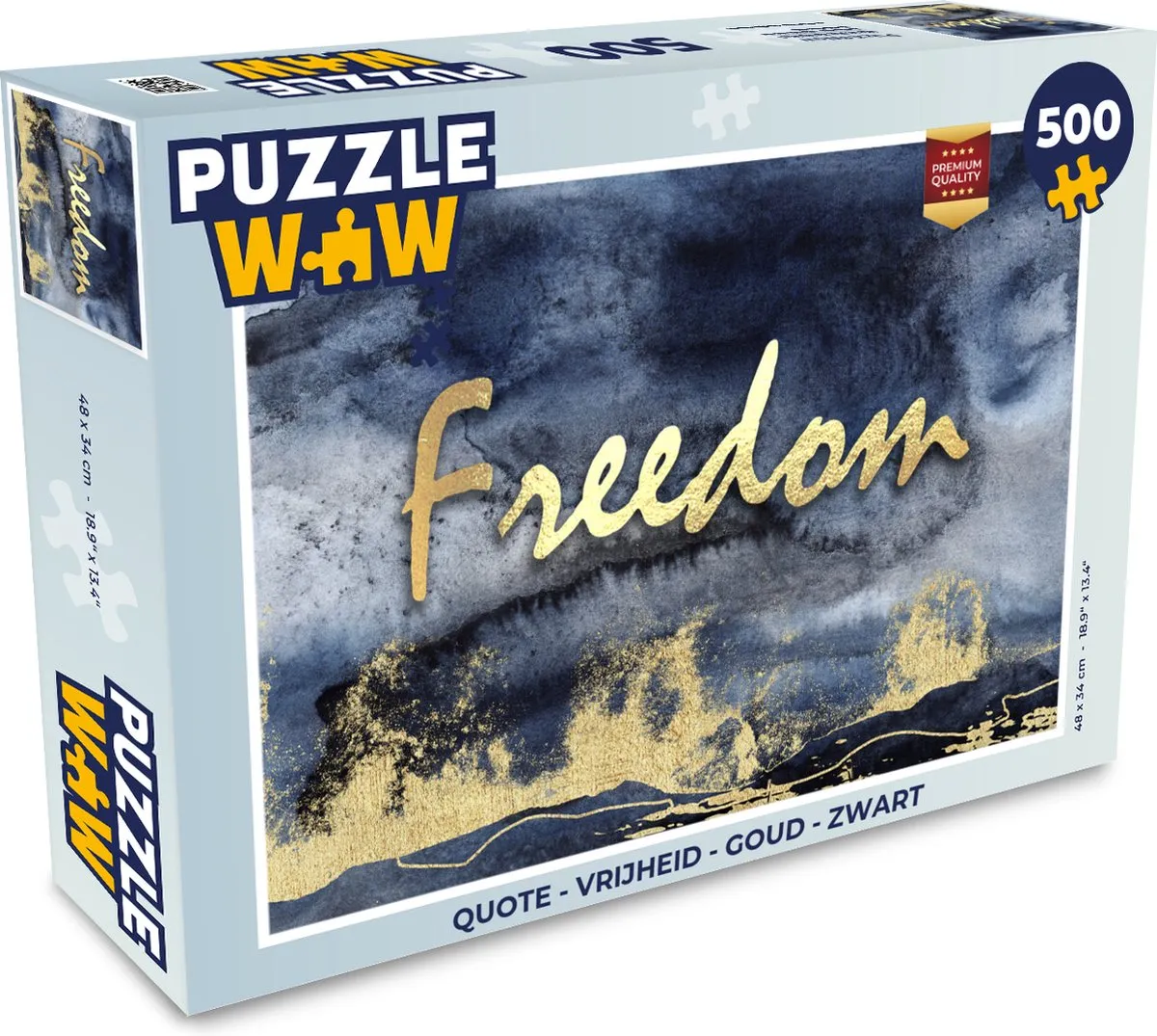 PuzzleWow Quote Vrijheid Legpuzzel 500 Stuks - Multicolor
