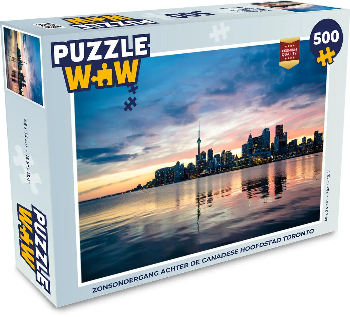 PuzzleWow Zonsondergang Toronto Legpuzzel 500 Stuks - Multicolor