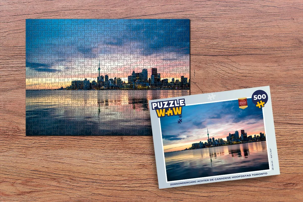 PuzzleWow Zonsondergang Toronto Legpuzzel 500 Stuks - Multicolor