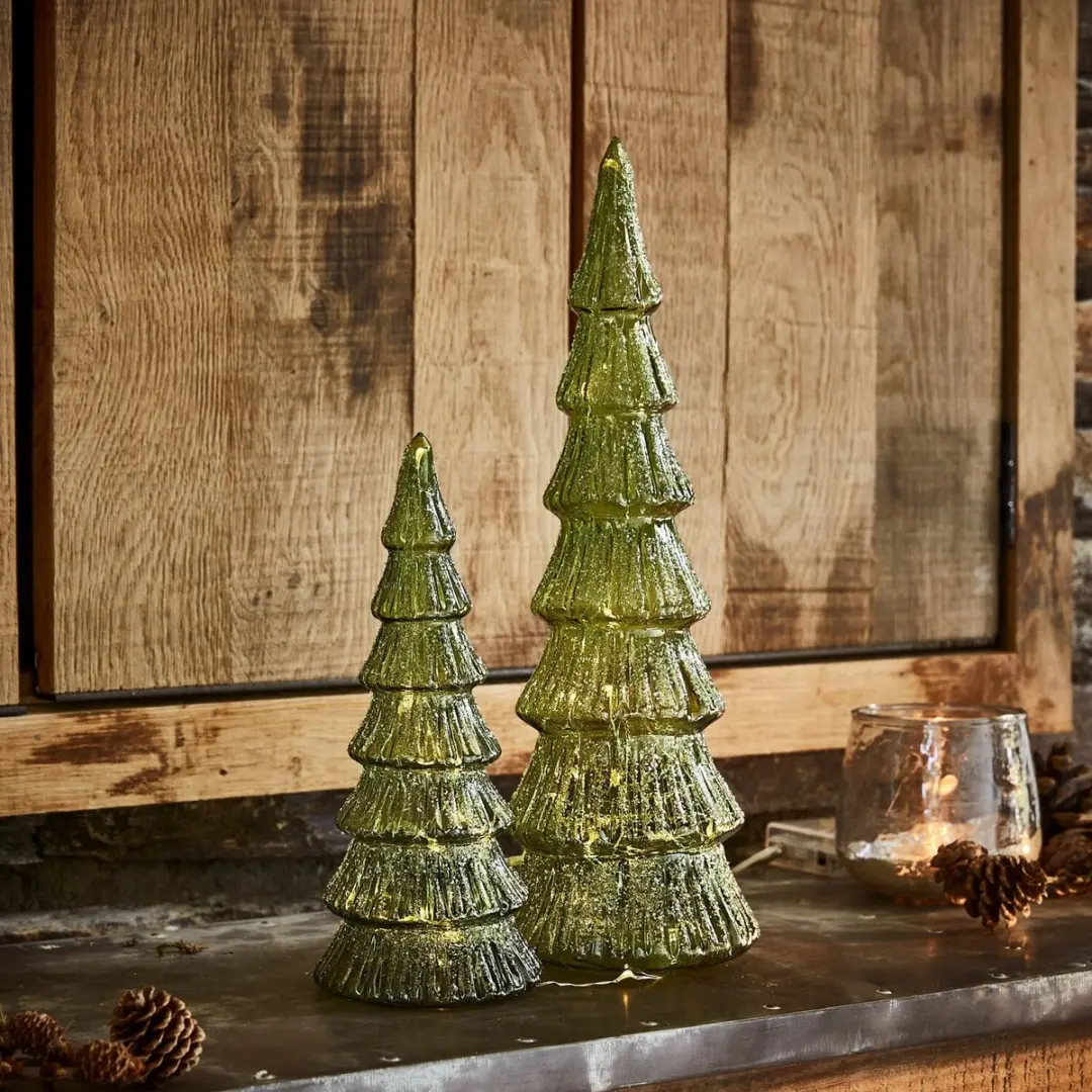 Loberon Ledkerstboomset 2 Stuks - 10,5 cm - Groen - afbeelding 3 van 4