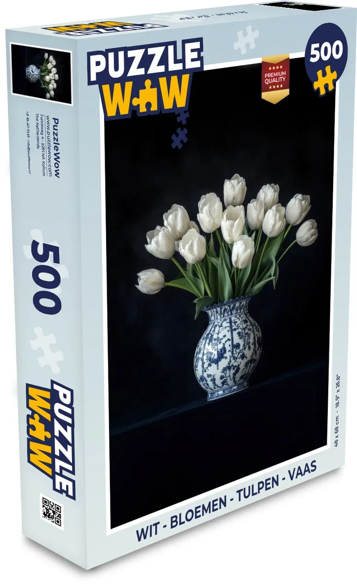 PuzzleWow Bloemen Tulpen Legpuzzel 500 Stuks - Wit