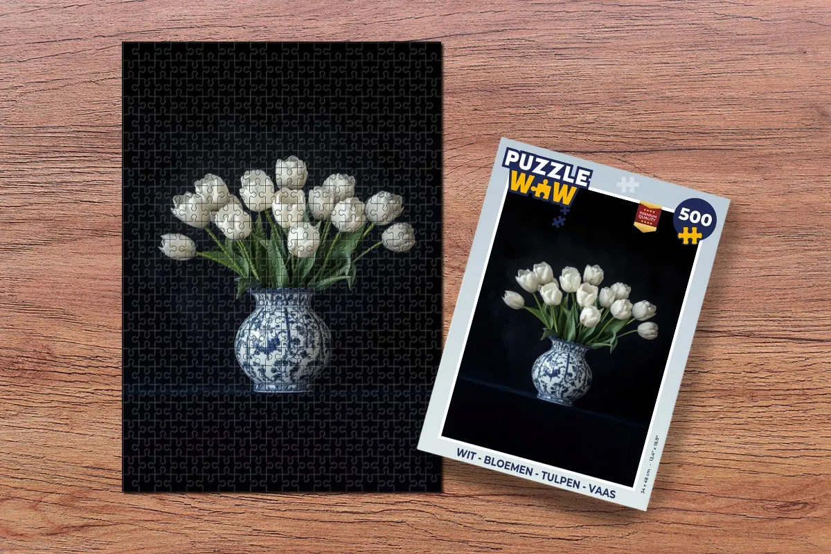 PuzzleWow Bloemen Tulpen Legpuzzel 500 Stuks - Wit