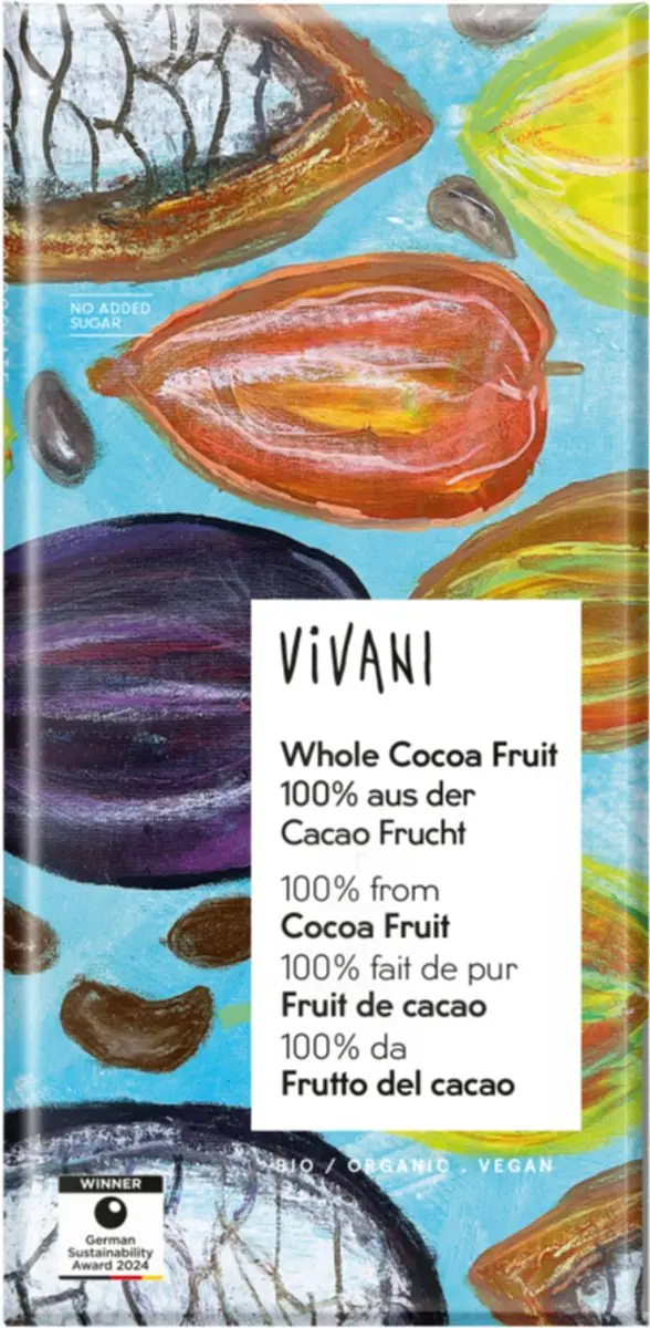 Vivani Whole Cocoa Fruit Chocolade 80g