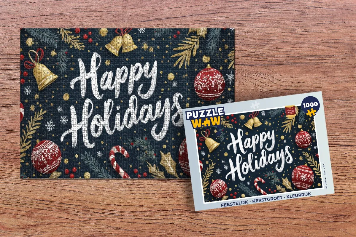 PuzzleWow Kerstpuzzel 1000 Stuks - Feestelijk Kleurrijk