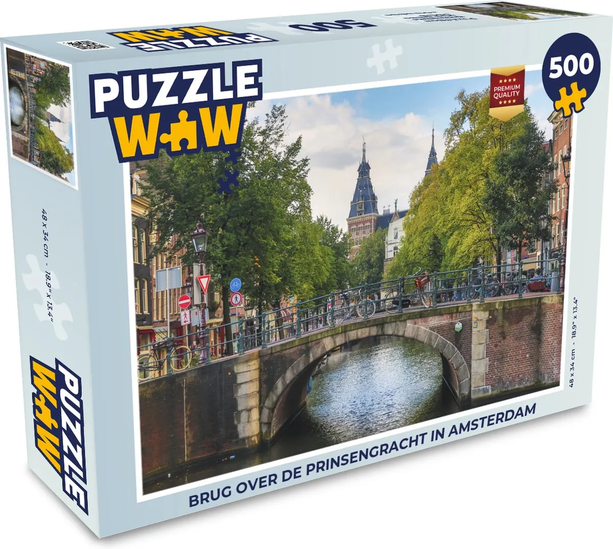 PuzzleWow Legpuzzel Brug over de Prinsengracht 500 Stuks - Multicolor
