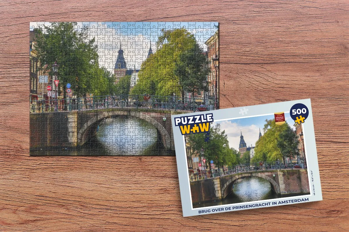 PuzzleWow Legpuzzel Brug over de Prinsengracht 500 Stuks - Multicolor