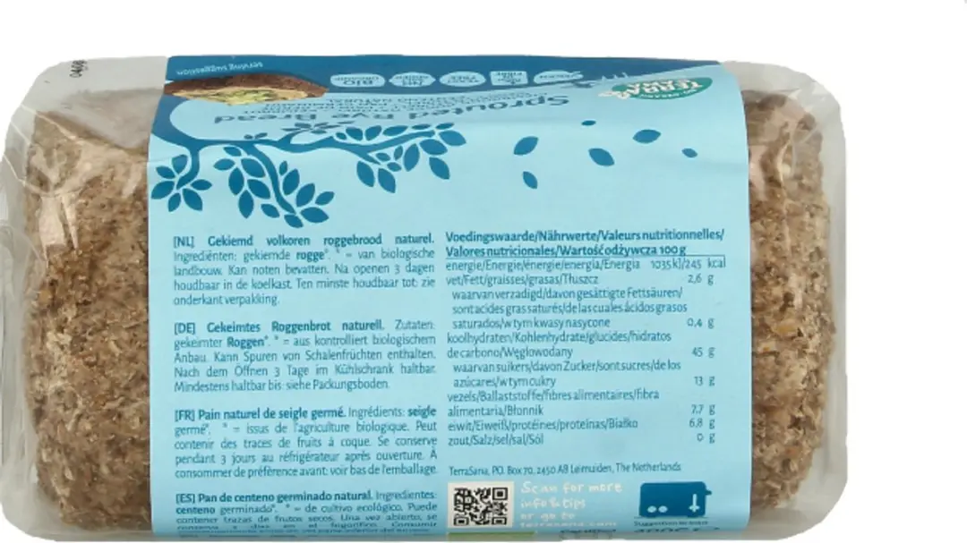 Terrasana Gekiemd Roggebrood 400g