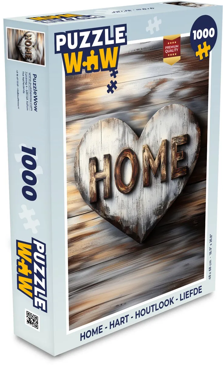 PuzzleWow Hart Legpuzzel 1000 Stuks - Home Liefde