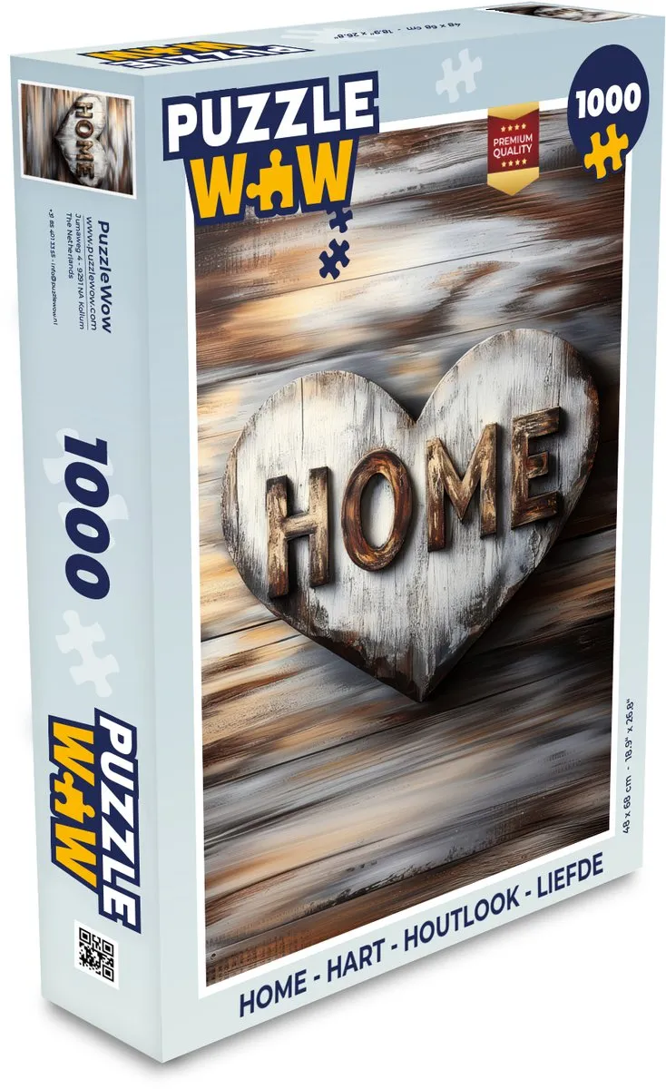 PuzzleWow Hart Legpuzzel 1000 Stuks - Home Liefde