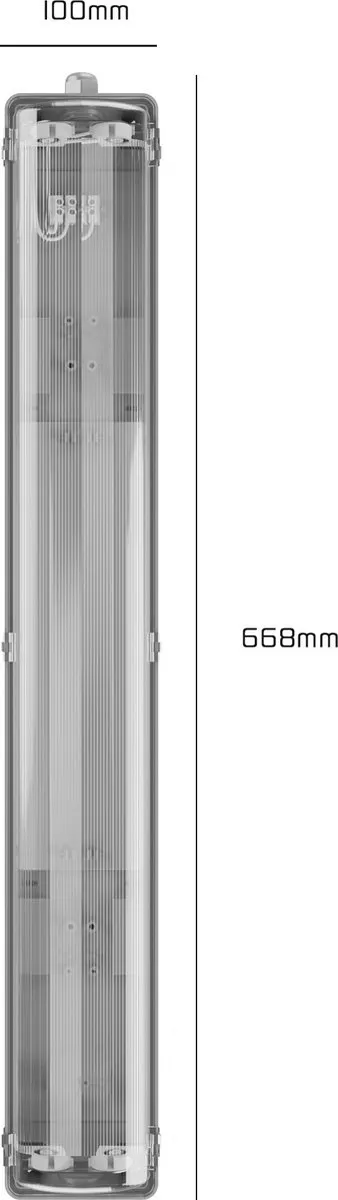 Ledvion LED TL Armatuur 60cm Dubbel - Grijs - IP65