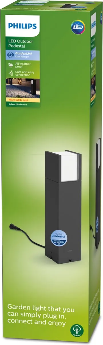 Philips LED Arbour Sokkellamp 6W - Antraciet - Warmwit