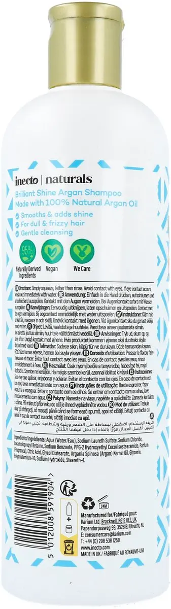 Inecto Argan Shampoo 500ml - Gekleurd haar