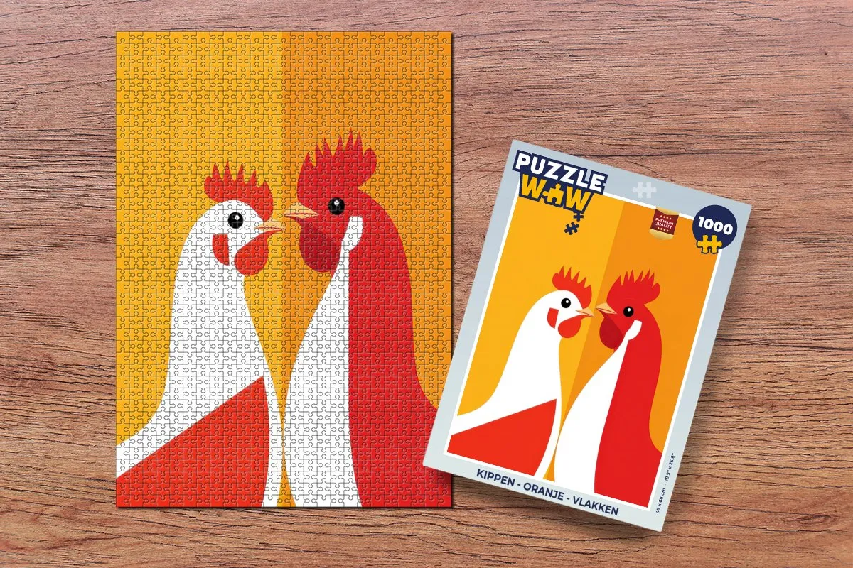 PuzzleWow Kippen Legpuzzel 1000 Stuks - Oranje
