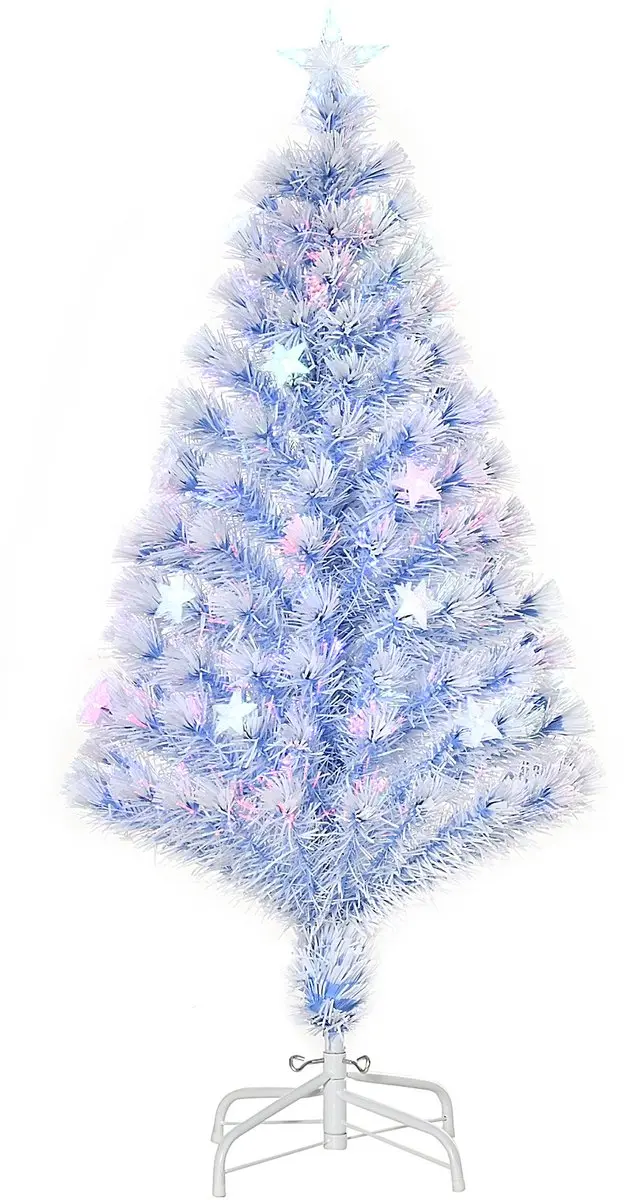 HOMCOM Chirstmas Tree PVC, Metall Ø60 x 120H cm Weiß+Blau