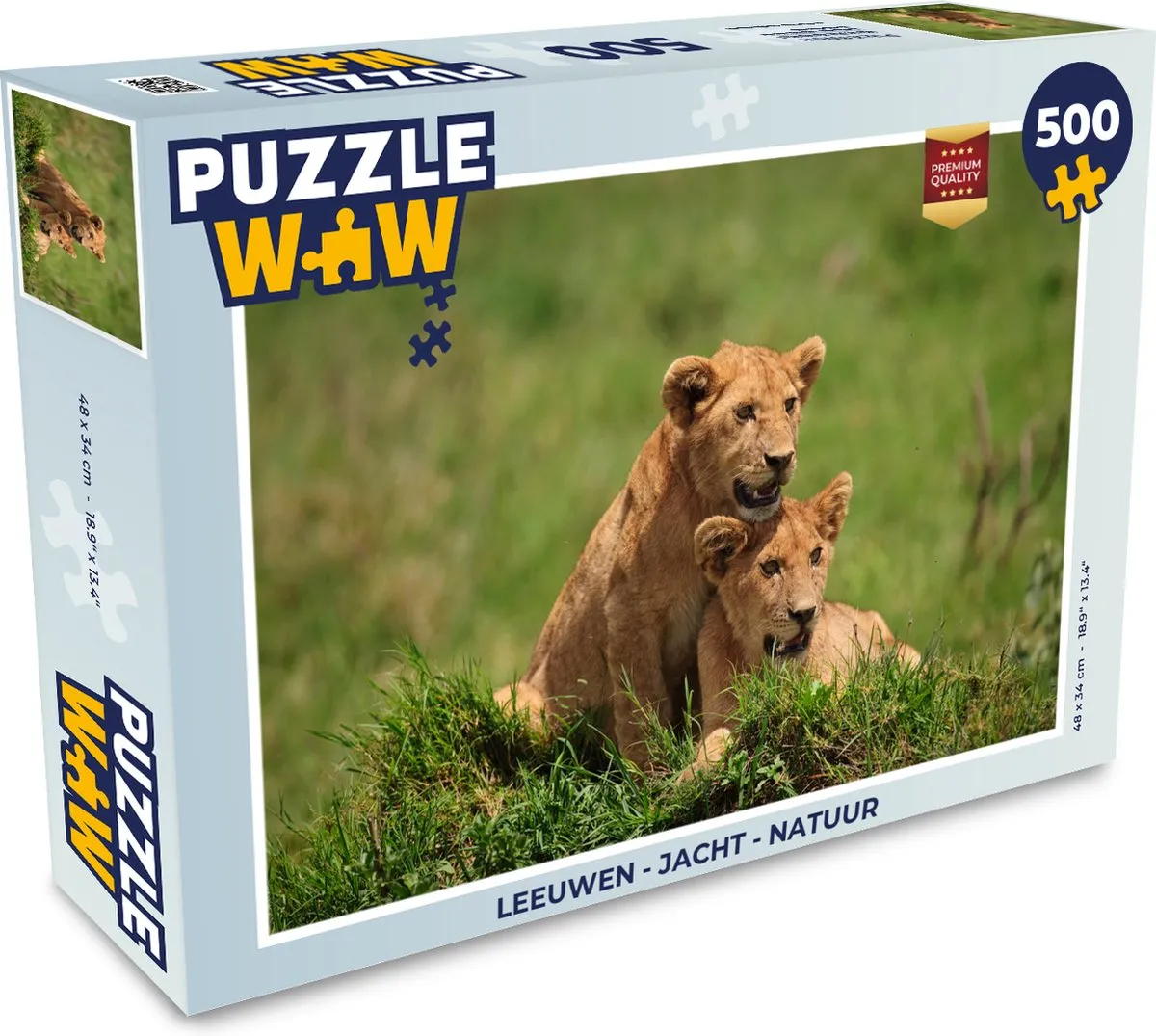 PuzzleWow Leeuwen Jacht Natuur Legpuzzel 500 Stuks - Multicolor