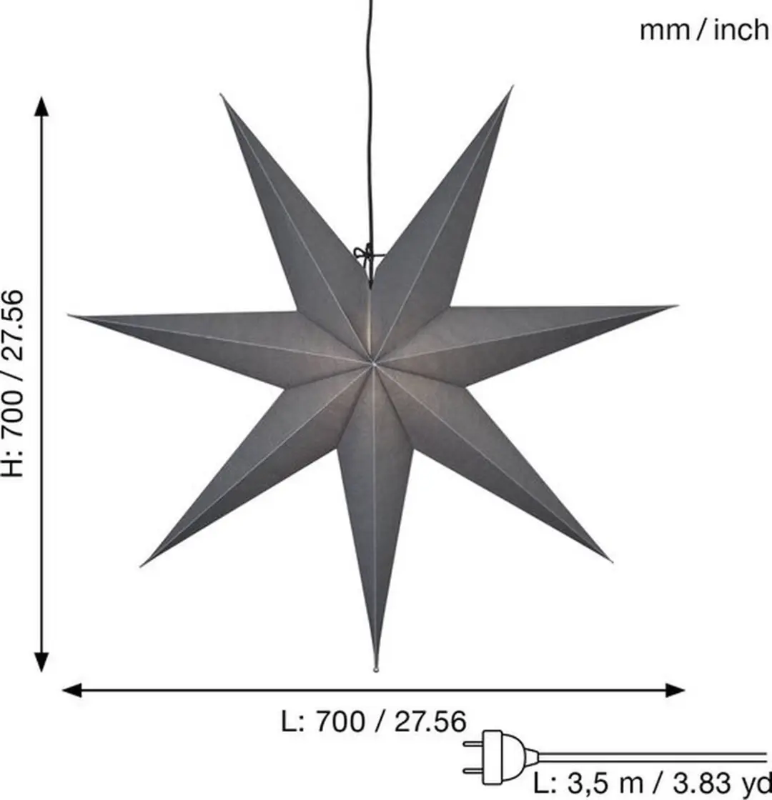 Star Trading Hangende Kerstster 70x70cm - Zwart - 1 Lichtpunt - afbeelding 4 van 6