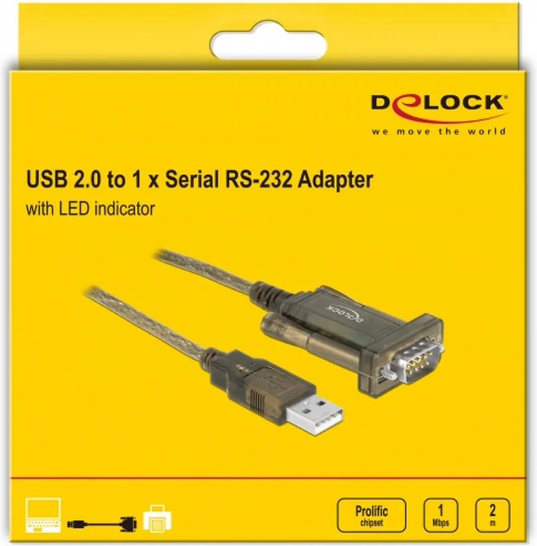 Delock USB-A naar 9-pins SUB-D RS232 Adapter - 2m - Zwart - afbeelding 3 van 6