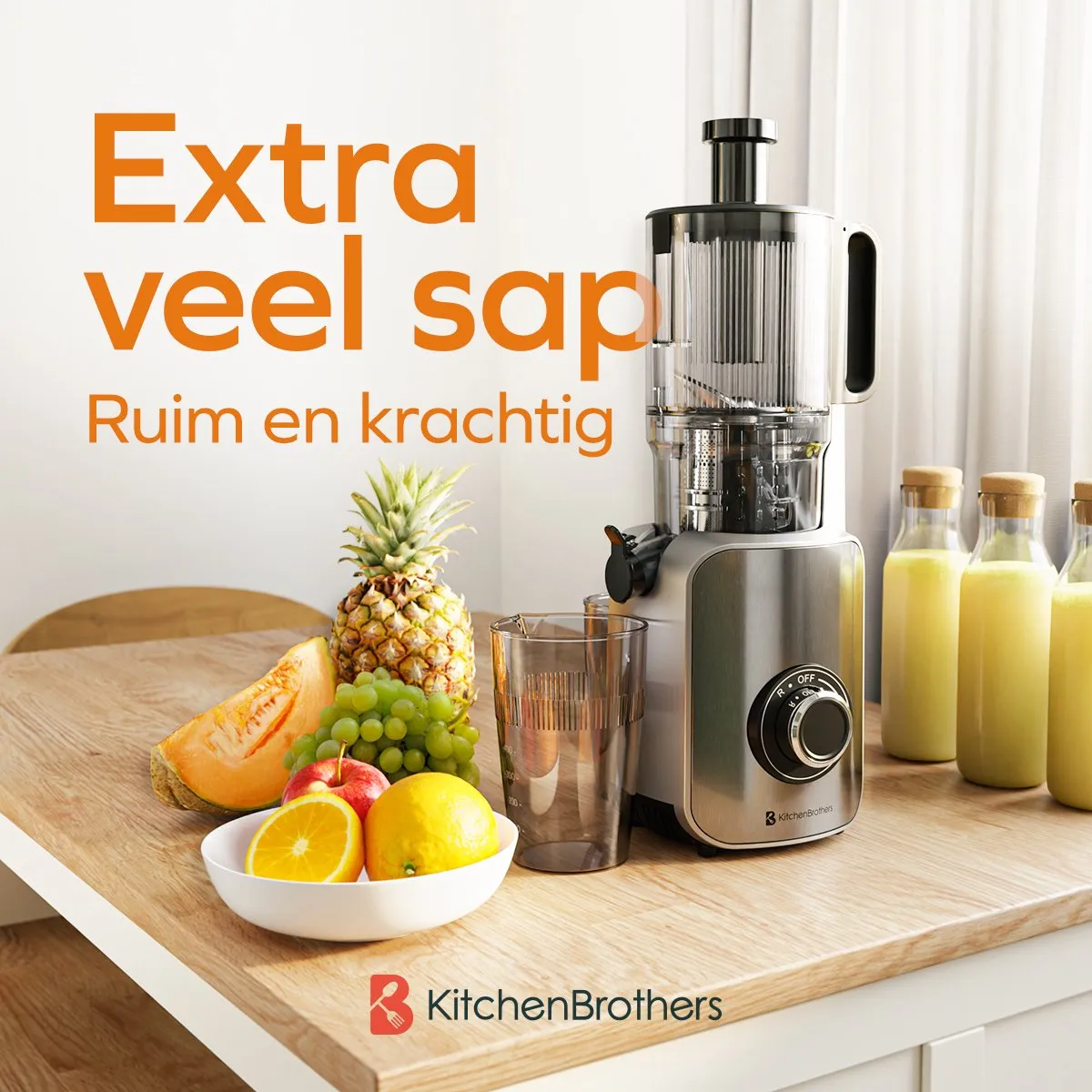 KitchenBrothers KB1004153 Slowjuicer 750ml - Grijs