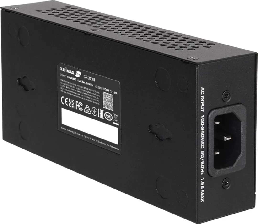 Edimax GP-203IT PoE Adapter & Injector - 2.5G/1G/100M - Zwart - afbeelding 2 van 3