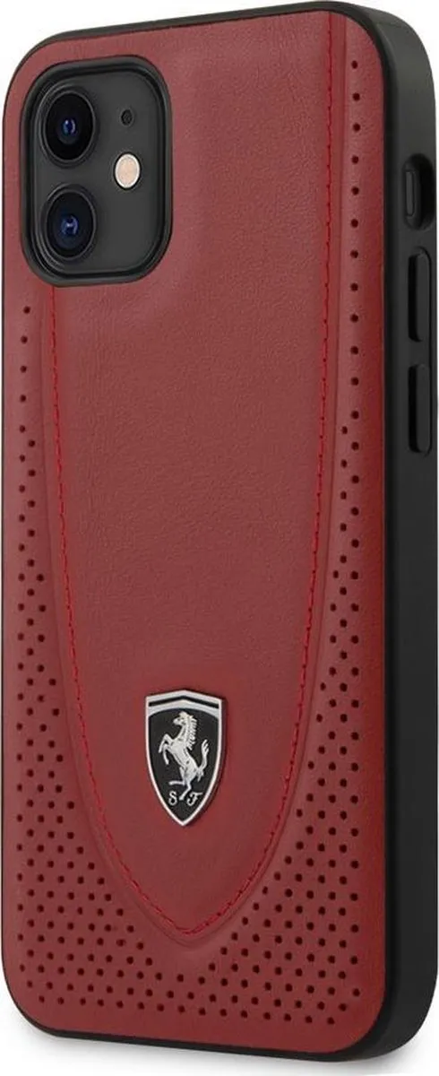 Ferrari iPhone 12 Mini Hoesje - Effen Rood - Leer