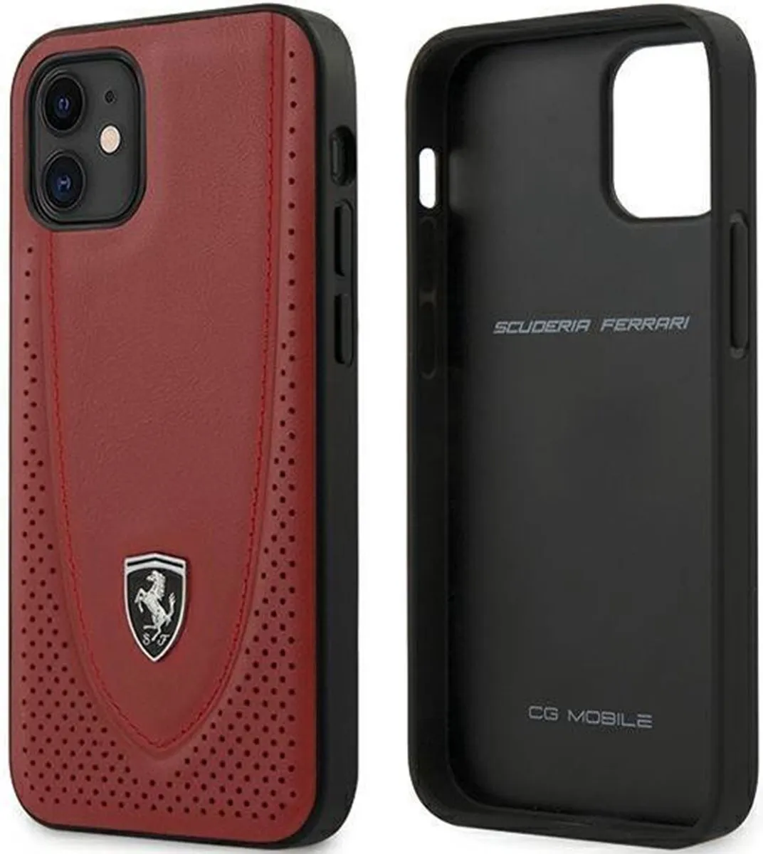 Ferrari iPhone 12 Mini Hoesje - Effen Rood - Leer