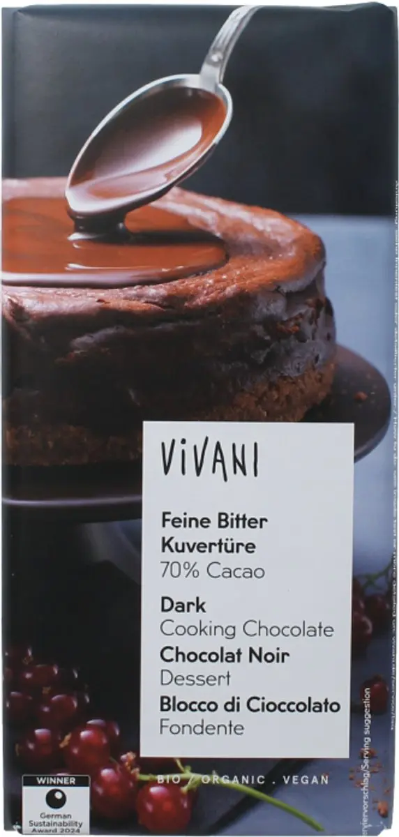 Vivani Dark Cooking Chocolate Bio 150g - afbeelding 2 van 2