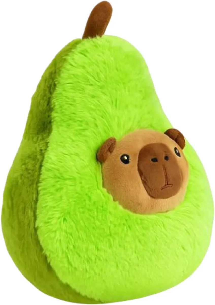 Topknuffels Capibara Avocado Kawaii Pluche Knuffel 30cm