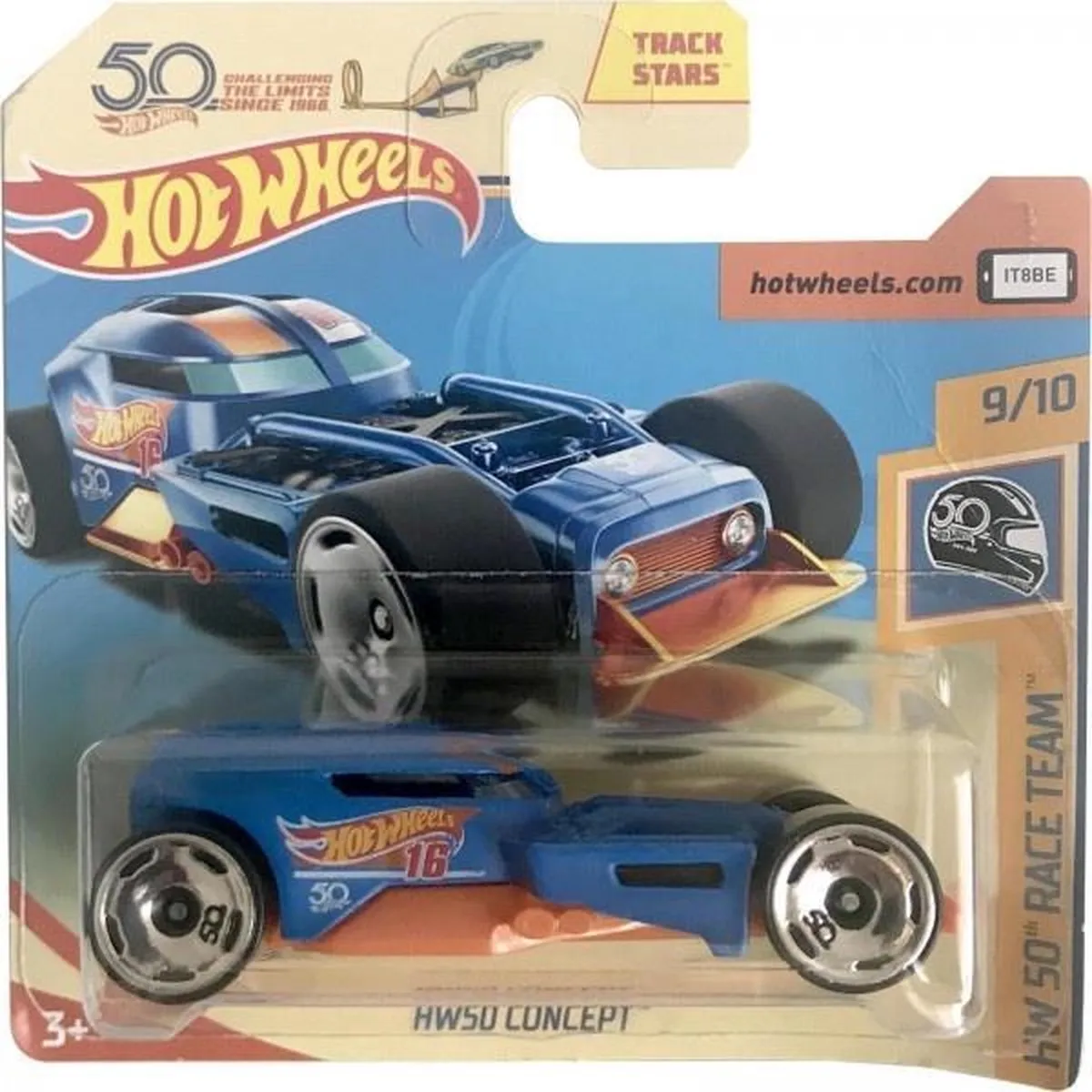 Hot Wheels HW50 Concept Raceauto 7cm - Blauw/ Oranje