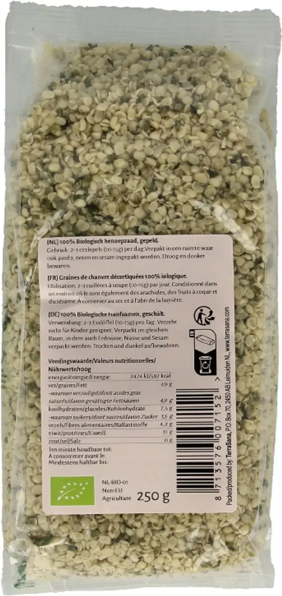 Terrasana Gepeld Hennepzaad RAW Superfood 250g