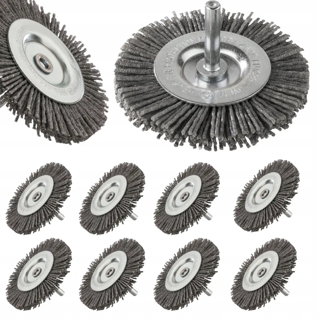 10x Nylon Borstel Ø 75mm voor Metaal, Hout & Kunststof