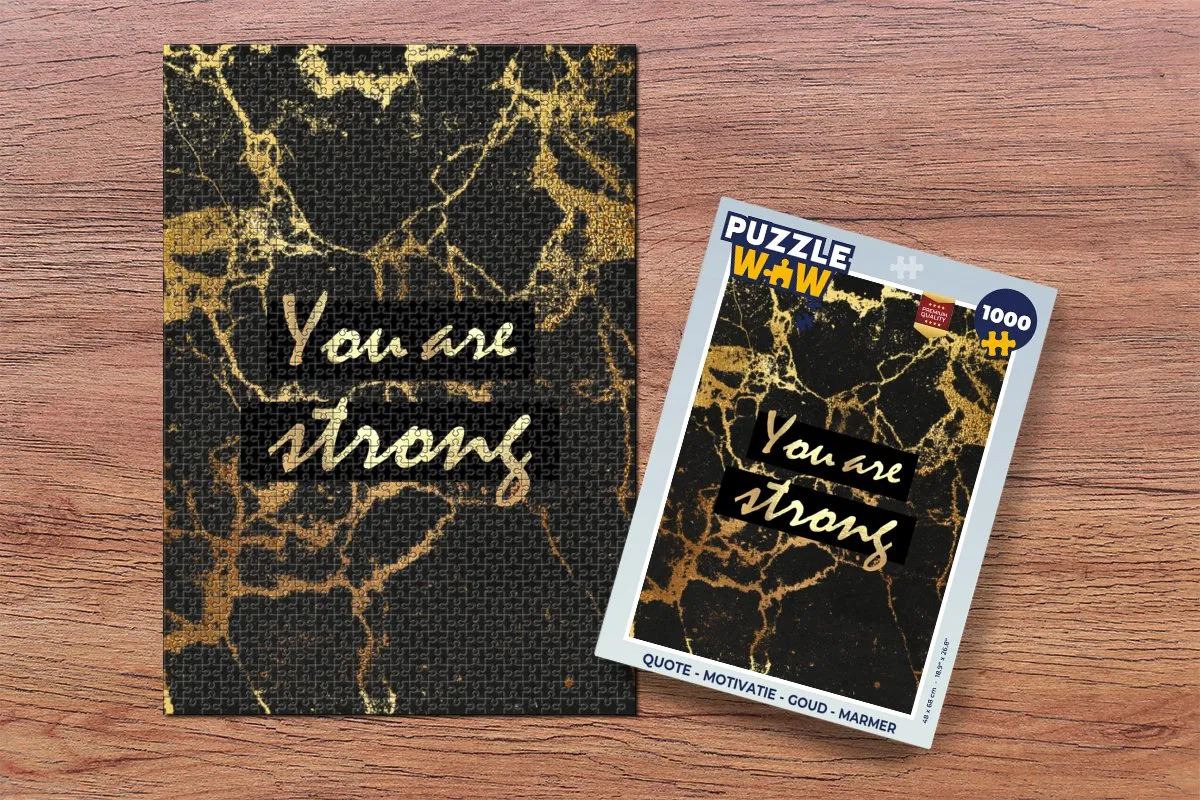 PuzzleWow Quote Motivatie Legpuzzel 1000 Stuks - Goud Marmer Multicolor