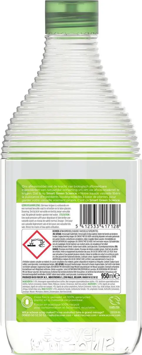 Ecover Afwasmiddel Citroen & Aloë Vera 950ml - afbeelding 3 van 6