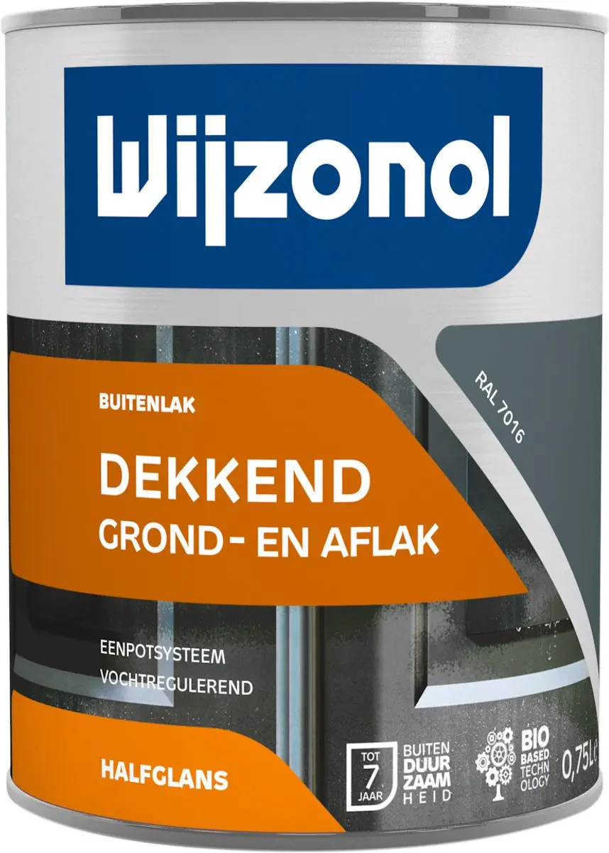 Wijzonol Dekkend Grond- en Aflak Grijs 750ml - RAL 7016 - afbeelding 2 van 2