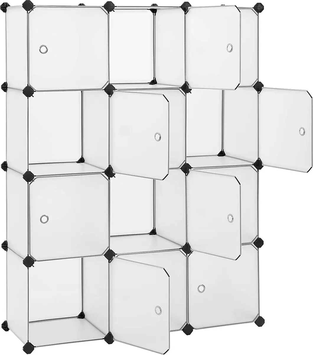 SONGMICS rekkensysteem, 9 kubussen, plastic garderobe, met deuren, schoenenrek,