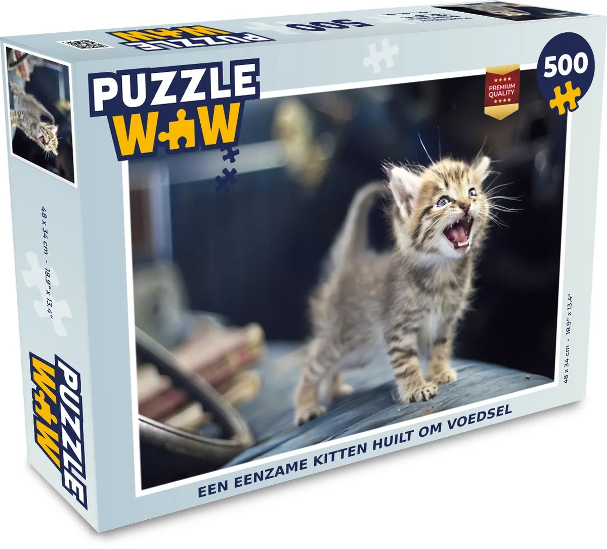 PuzzleWow Legpuzzel Een eenzame kitten huilt om voedsel 500 Stuks - Multicolor