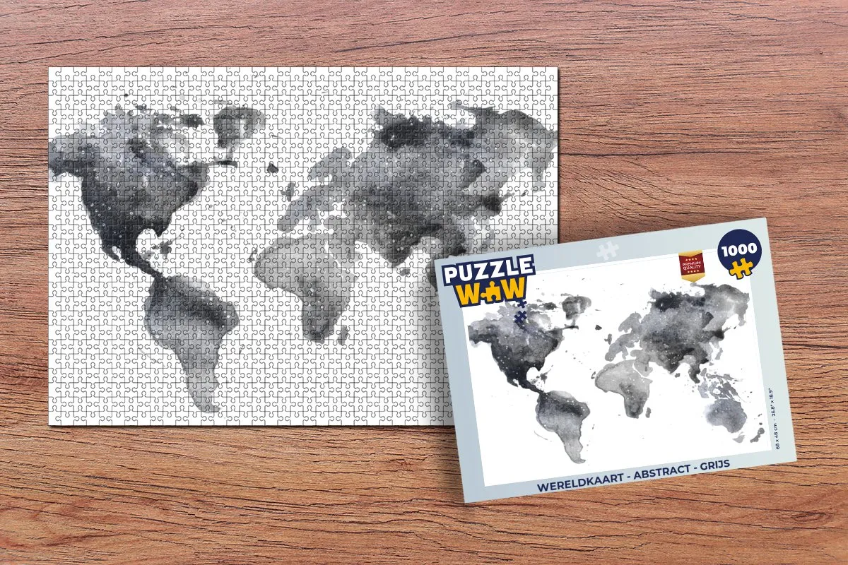 PuzzleWow Wereldkaart Abstract Legpuzzel 1000 Stuks - Multicolor