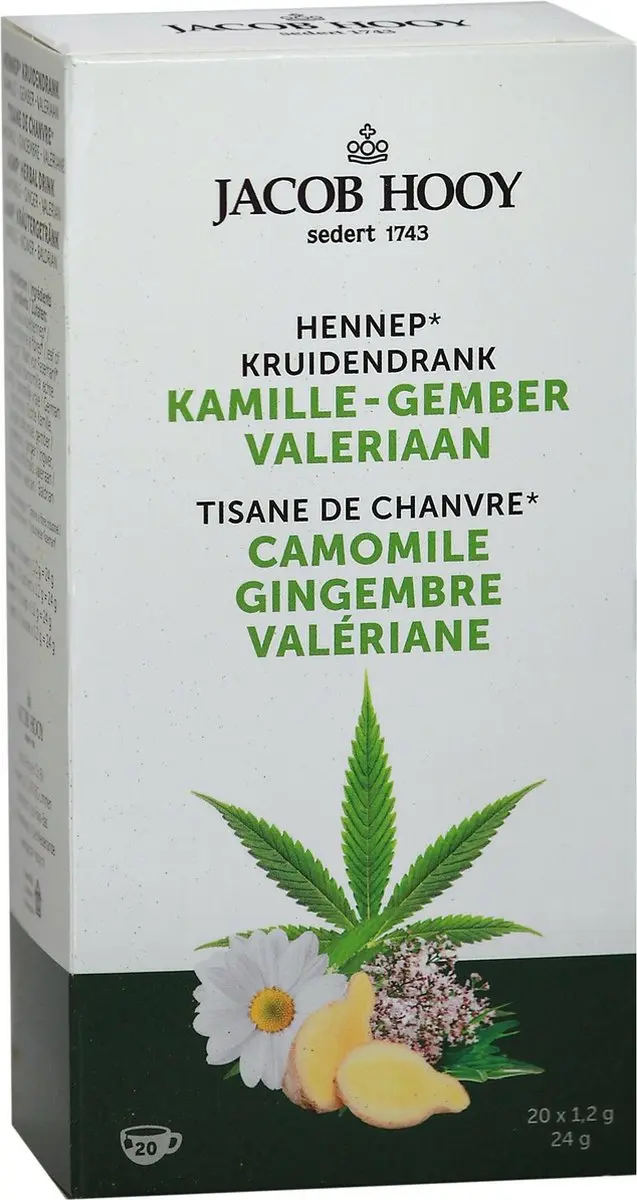 Jacob Hooy Hennep Kamille Gember Valeriaan Thee 20 Zakjes