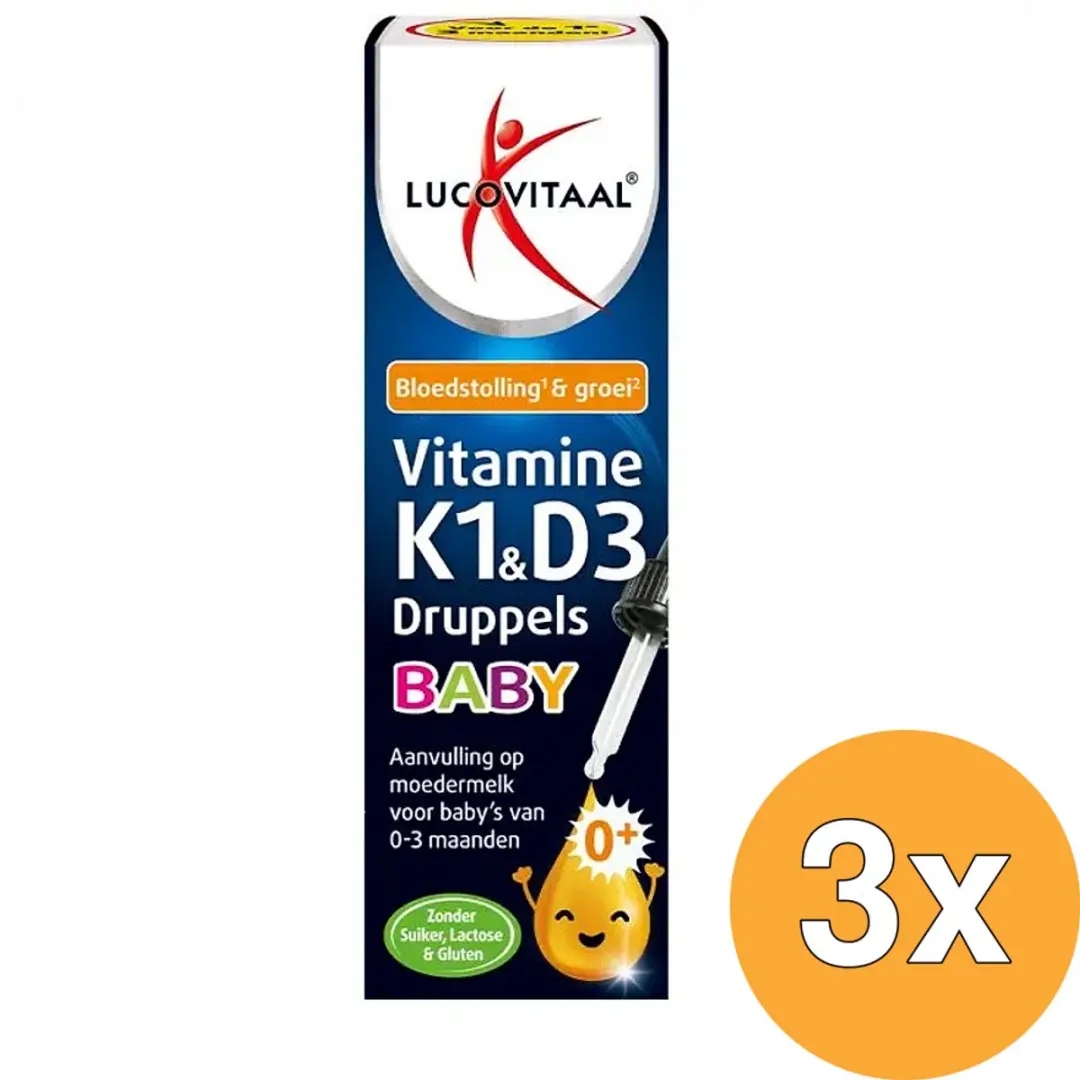 3x Lucovitaal K1 & D3 Vitamine Druppels Baby (14,5 ml)