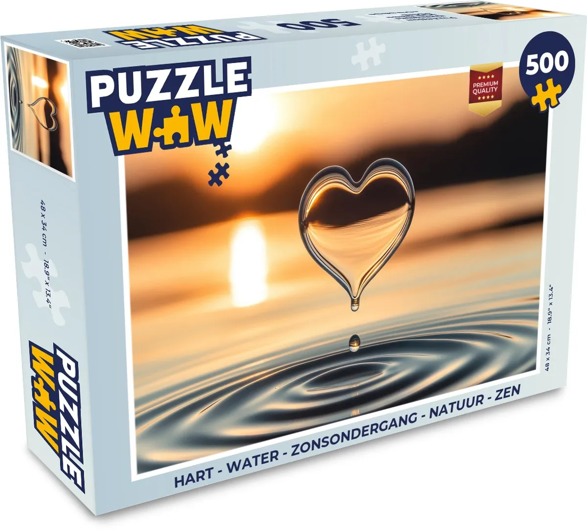 PuzzleWow Hart Water Zonsondergang Legpuzzel 500 Stuks