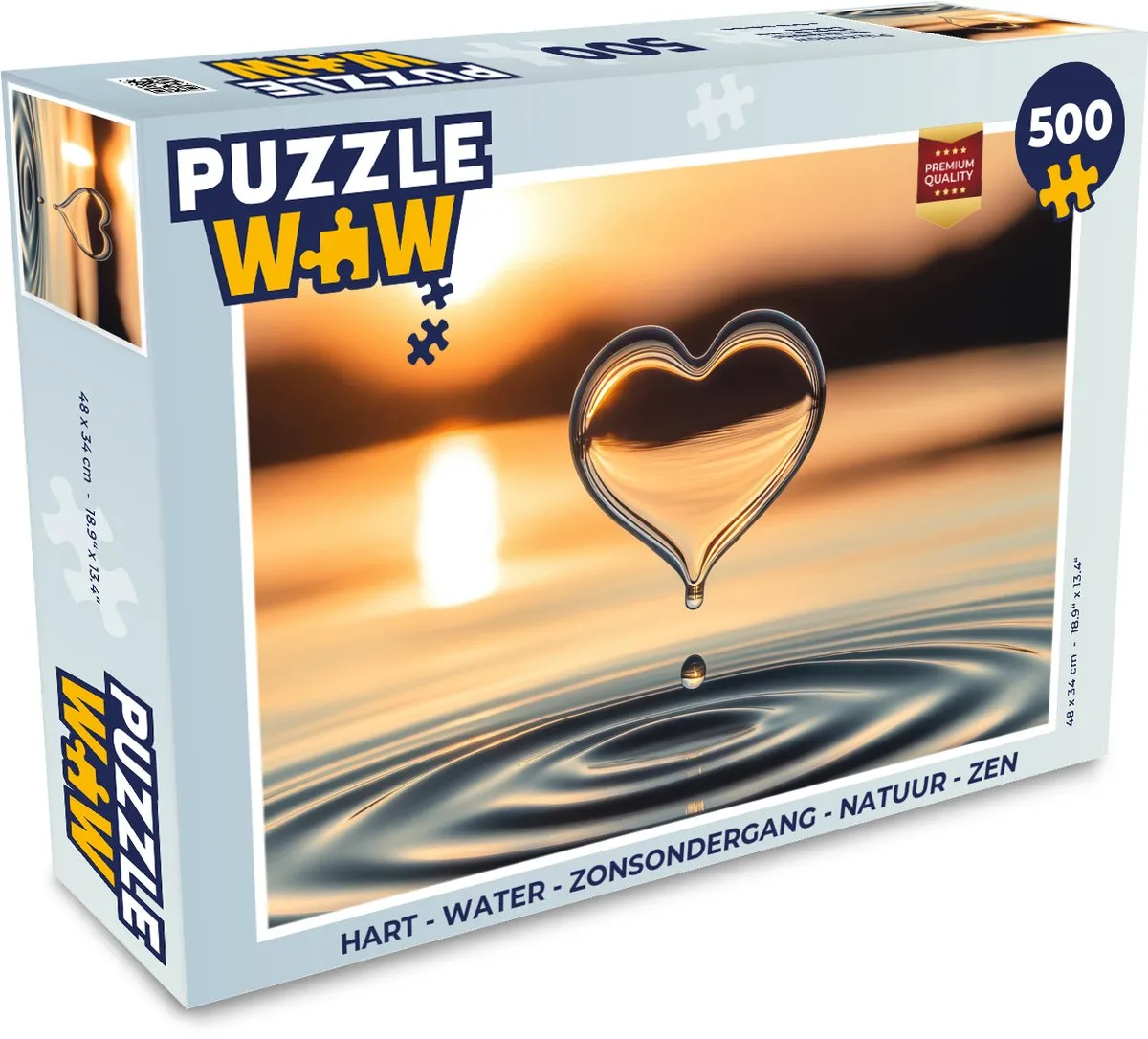 PuzzleWow Hart Water Zonsondergang Legpuzzel 500 Stuks