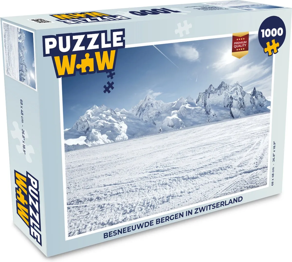 PuzzleWow Besneeuwde Bergen Zwitserland Legpuzzel 1000 Stuks - Multicolor
