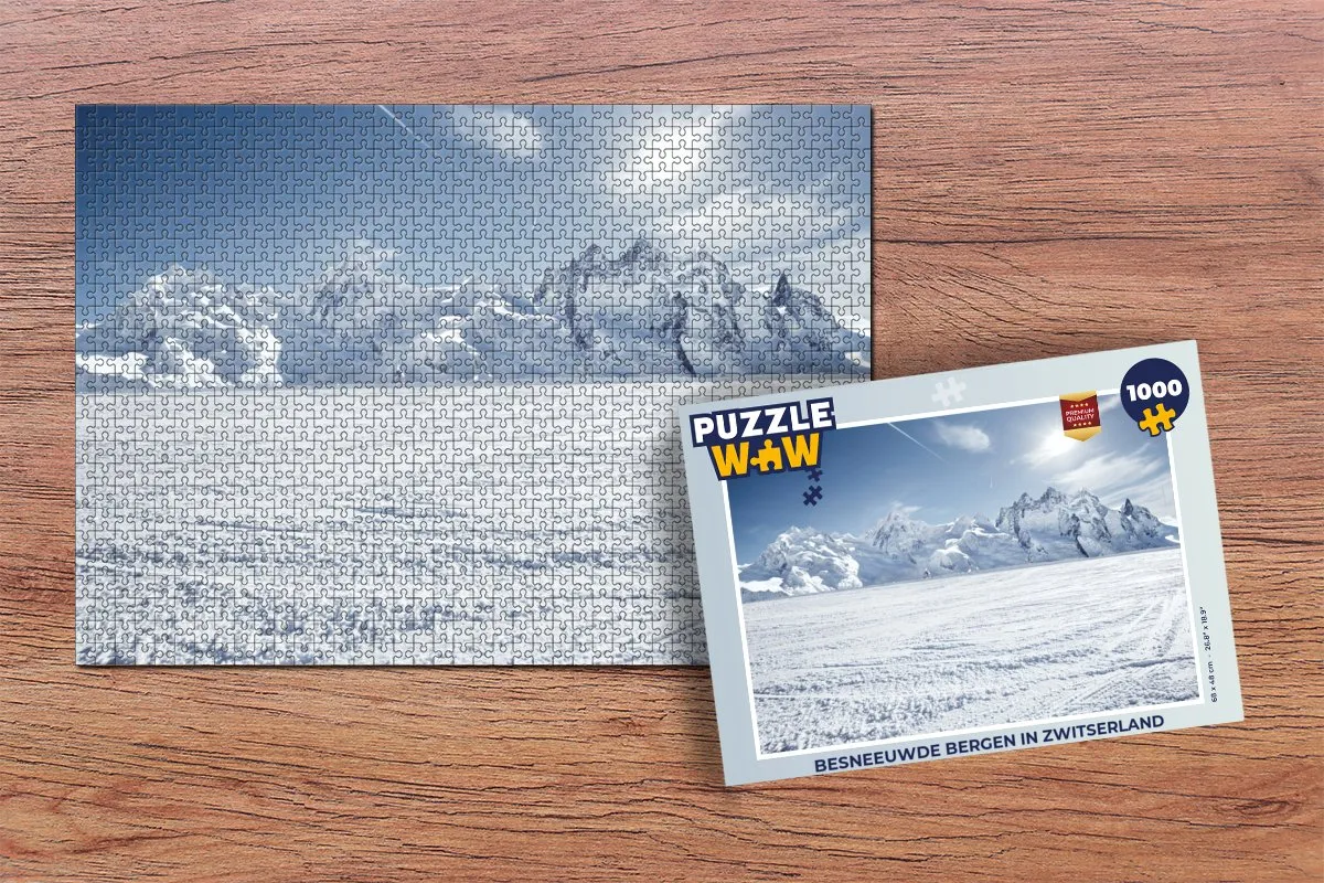 PuzzleWow Besneeuwde Bergen Zwitserland Legpuzzel 1000 Stuks - Multicolor