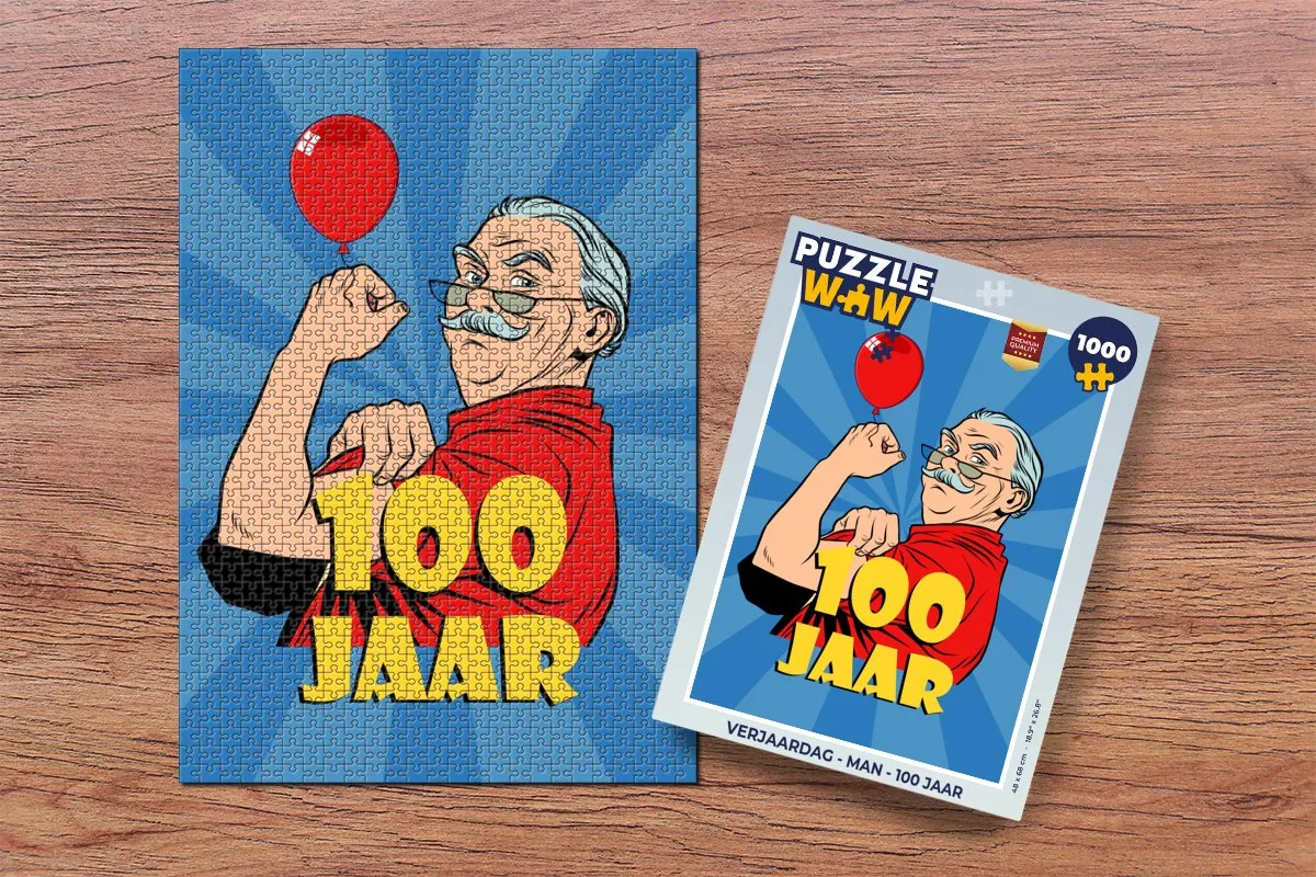 PuzzleWow Verjaardag Man 100 Jaar Legpuzzel 1000 Stuks - Multicolor