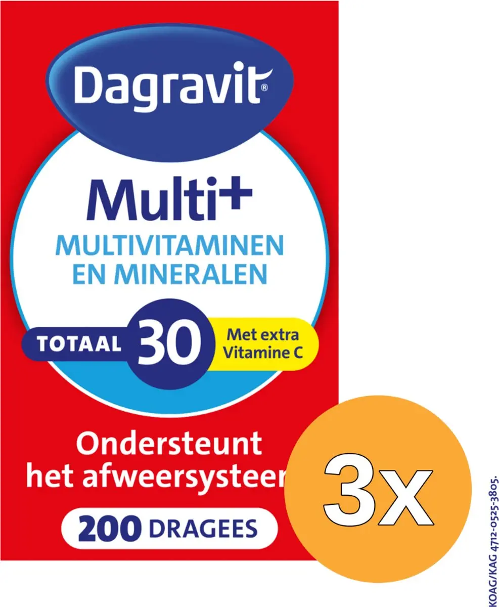 3x Dagravit Totaal 30 Multivitaminen (200 dragees)