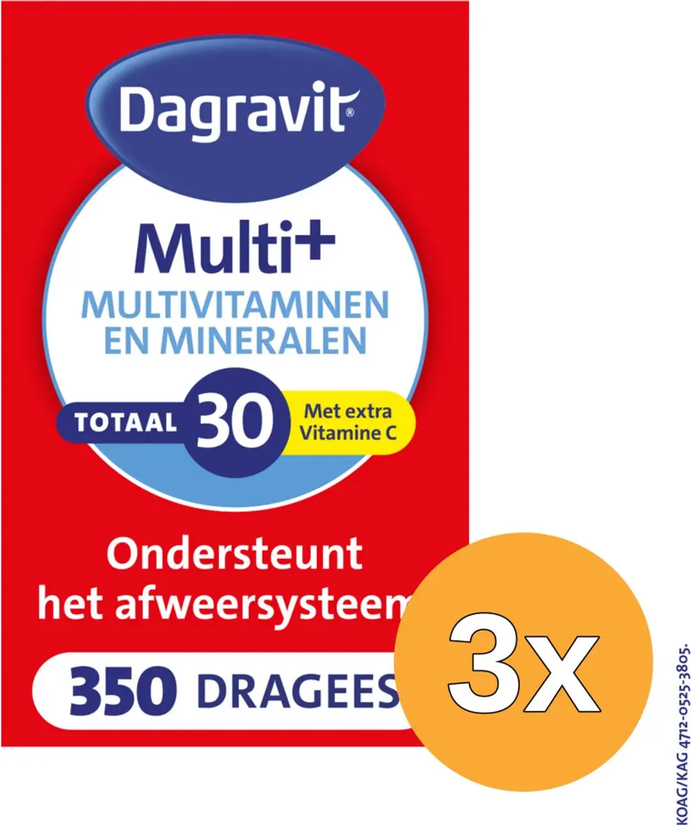 3x Dagravit Totaal 30 Multivitaminen (350 dragees)