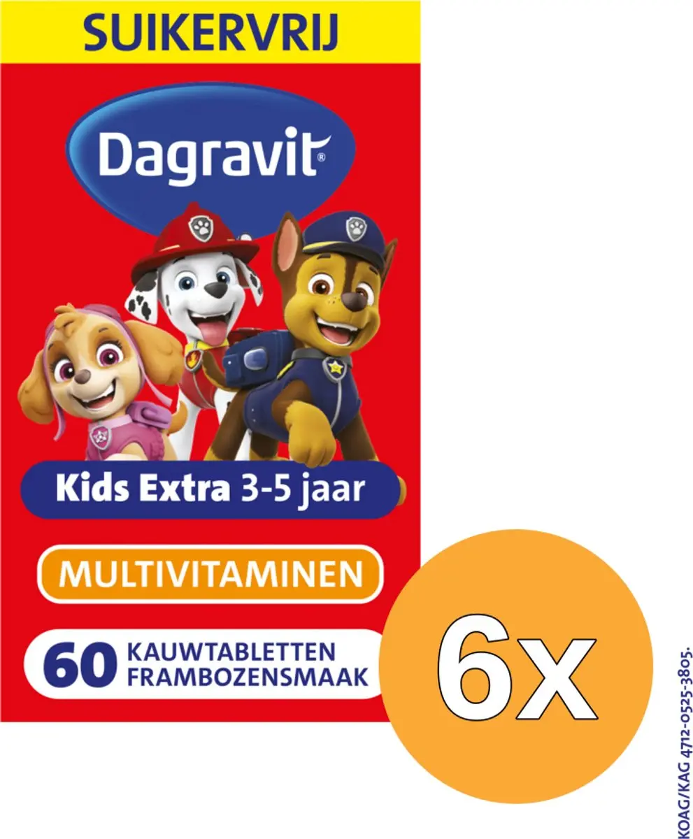 6x Dagravit Kids Extra 3-5 Jaar Multivitaminen (60 tabletten)