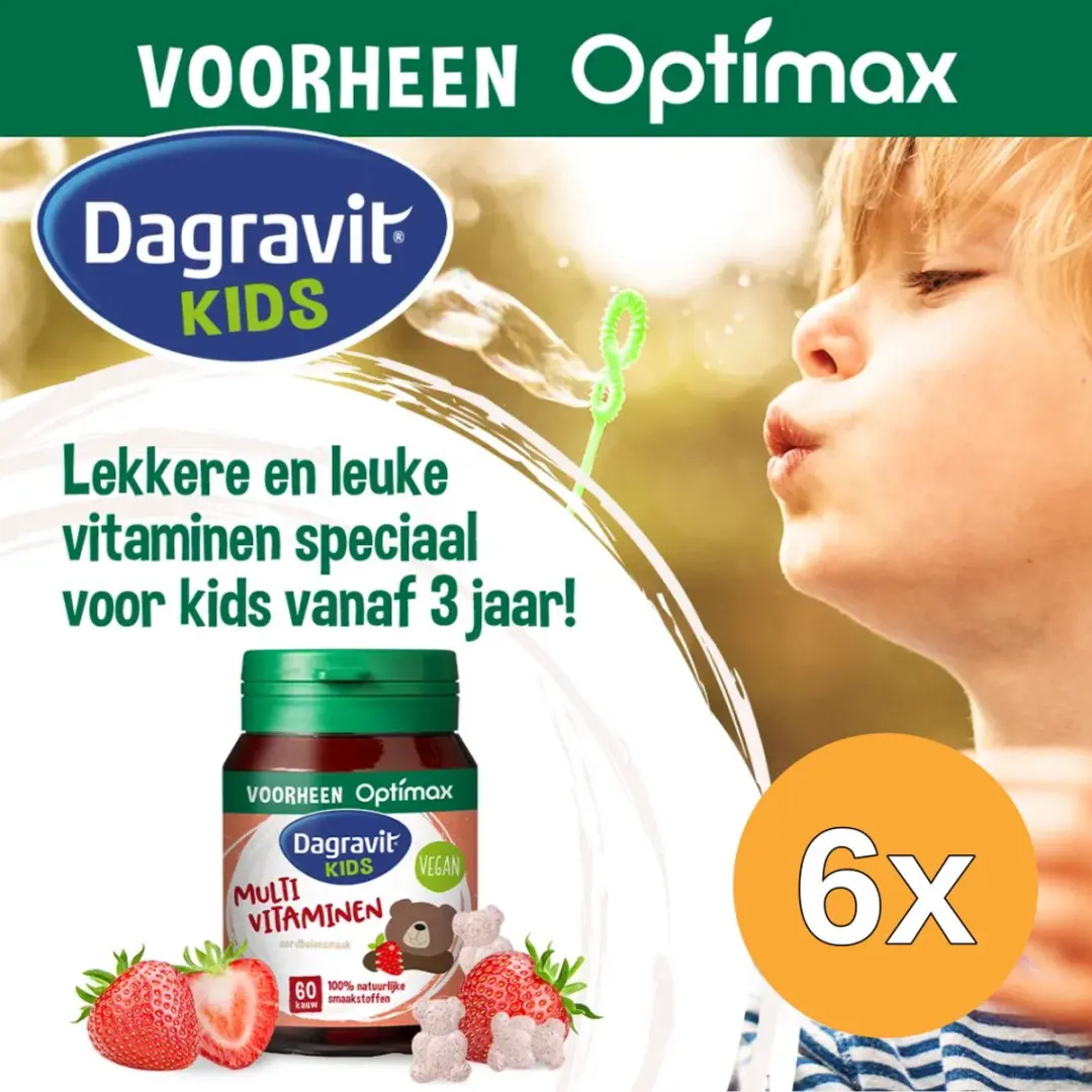 6x Dagravit Natural Kids Multivitaminen (60 kauwtabletten)