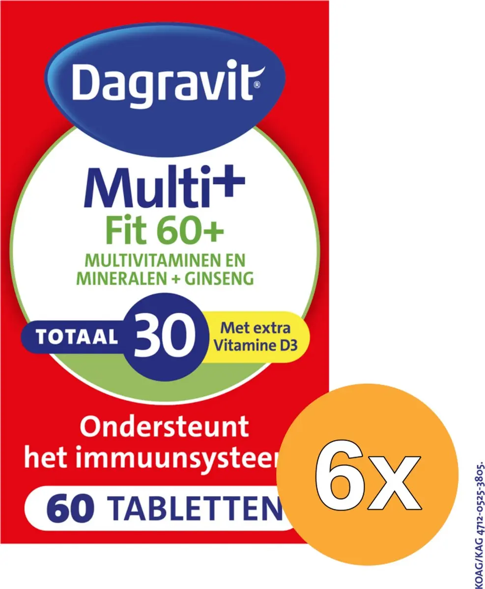 6x Dagravit Totaal 30 Fit 60+ Multivitaminen (60 tabletten)